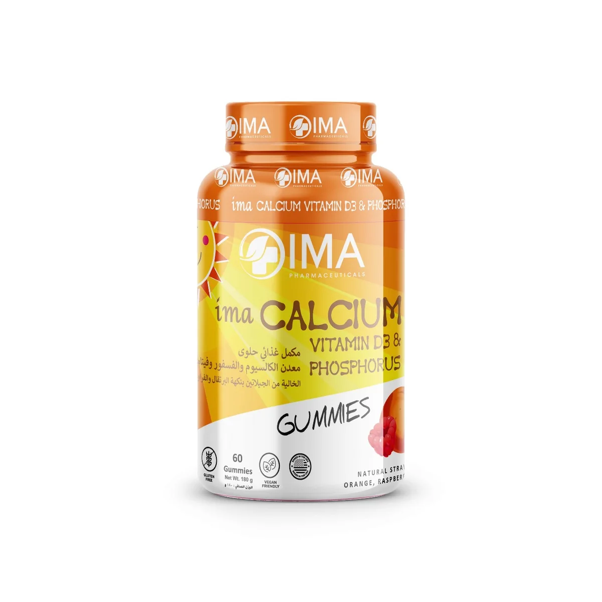 IMA Calcium Vitamin D3 gummies, gelatin-free, 60-count bottle, front of pack